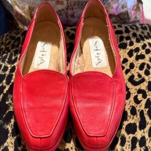 Nine West Bold Red Leather Flats